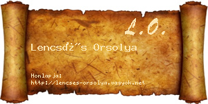 Lencsés Orsolya névjegykártya