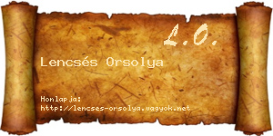 Lencsés Orsolya névjegykártya